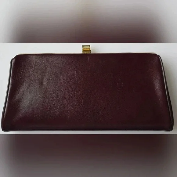 Classy Vintage Burgundy Wine Colored Clutch Purse Wristlet - Picture 2 of 7